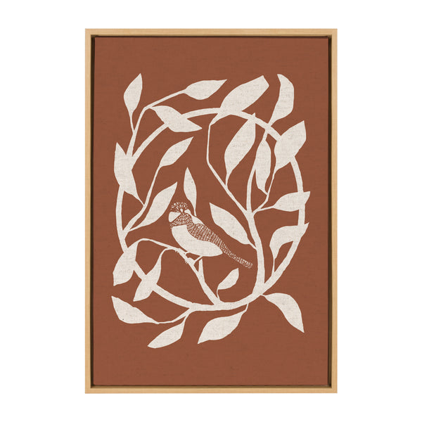Kate & Laurel Sylvie HB Bird Branch Wreath Framed Canvas By Hannah Beisang
