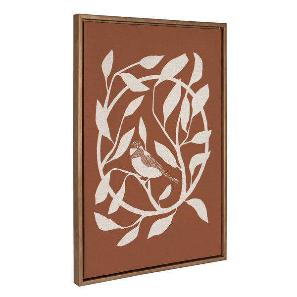 kate & laurel Sylvie HB Bird Branch Wreath Framed Canvas by Hannah Beisang