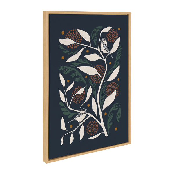Kate & Laurel Sylvie HB Duo Bird Branch Framed Canvas By Hannah Beisang