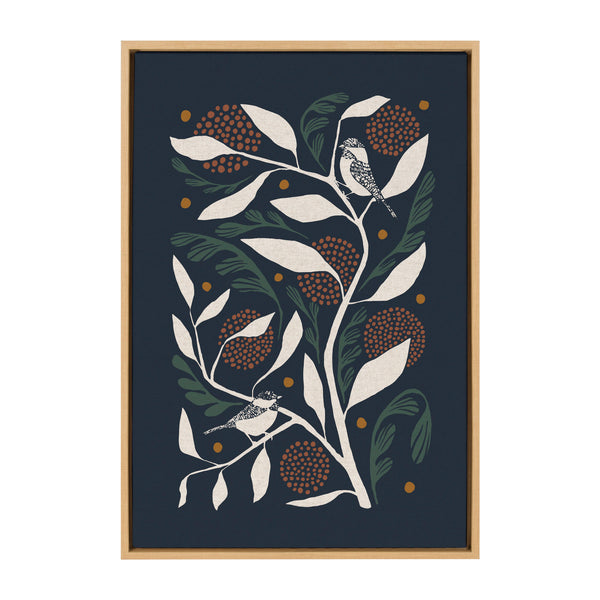 Kate & Laurel Sylvie HB Duo Bird Branch Framed Canvas By Hannah Beisang