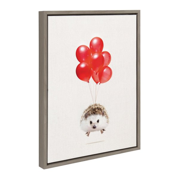 Kate & Laurel Sylvie Hedgehog Balloons Framed Canvas By Amy Peterson
