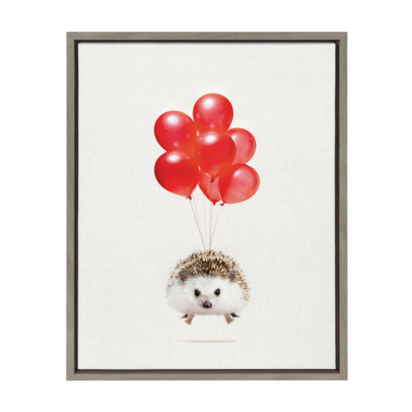 kate & laurel Sylvie Hedgehog Balloons Framed Canvas By Amy Peterson