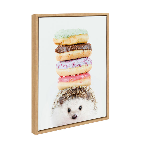 Kate & Laurel Sylvie Hedgehog Donuts Framed Canvas By Amy Peterson