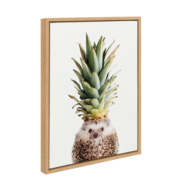 Kate & Laurel Sylvie Hedgehog Pineapple Framed Canvas By Amy Peterson Art Studio