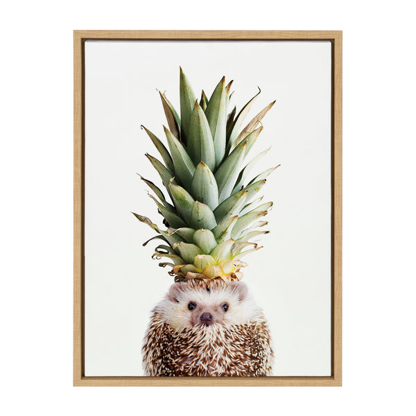 kate & laurel Sylvie Hedgehog Pineapple Framed Canvas by Amy Peterson Art Studio