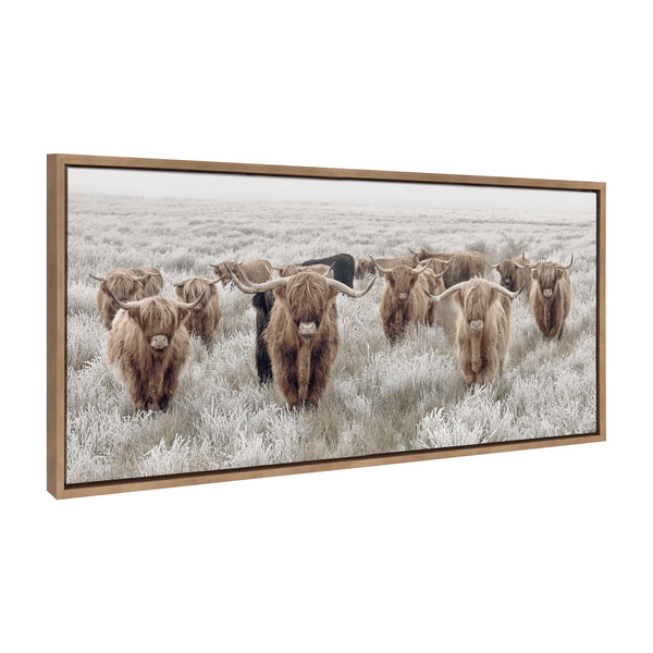 Kate & Laurel Sylvie Herd Of Highland Cows Color Framed Canvas By The Creative Bunch Studio