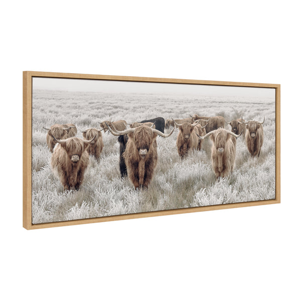 kate & laurel Sylvie Herd of Highland Cows Color Framed Canvas by The Creative Bunch Studio