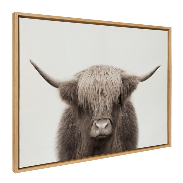 Kate & Laurel Sylvie Hey Dude Highland Cow Color Framed Canvas By The Creative Bunch Studio
