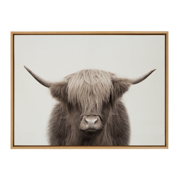 Kate & Laurel Sylvie Hey Dude Highland Cow Color Framed Canvas By The Creative Bunch Studio