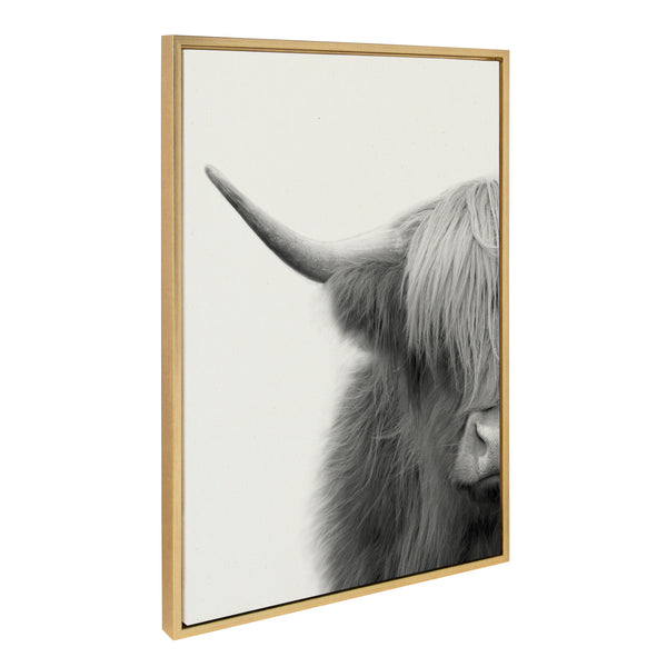 Kate & Laurel Sylvie Hey Dude Highland Cow Crop Framed Canvas By The Creative Bunch Studio