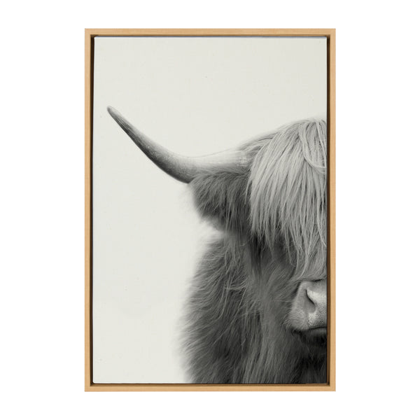 kate & laurel Sylvie Hey Dude Highland Cow Crop Framed Canvas by The Creative Bunch Studio