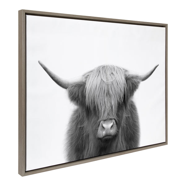 Kate & Laurel Sylvie Hey Dude Highland Cow Framed Canvas By The Creative Bunch Studio
