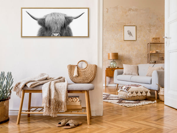 Kate & Laurel Sylvie Hey Dude Highland Cow Framed Canvas By The Creative Bunch Studio