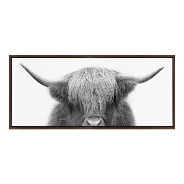 kate & laurel Sylvie Hey Dude Highland Cow Framed Canvas by The Creative Bunch Studio