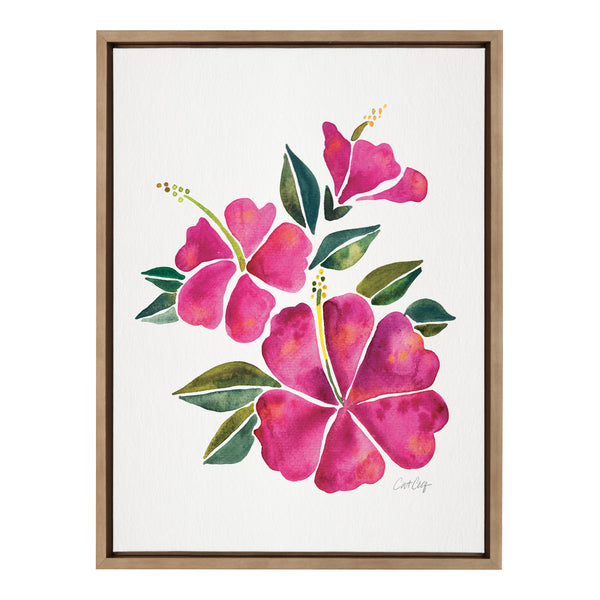 Kate & Laurel Sylvie Hibiscus Bloom Fuchsia Framed Canvas By Cat Coquillette