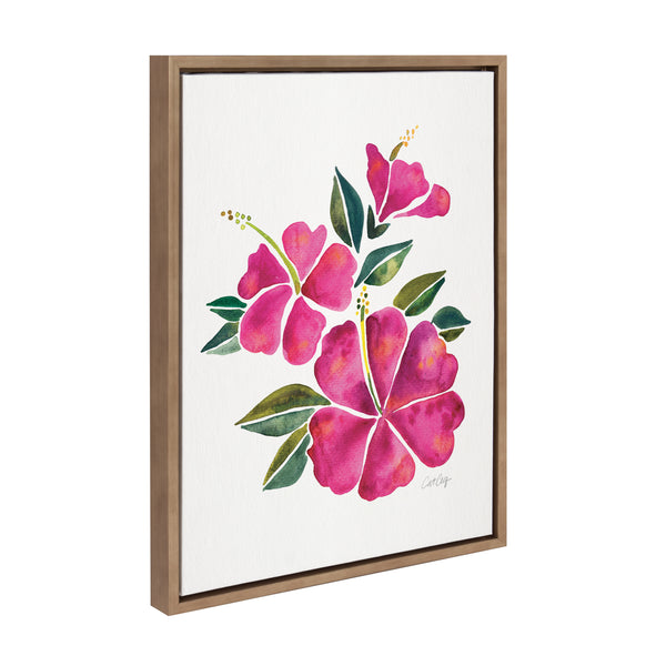 Kate & Laurel Sylvie Hibiscus Bloom Fuchsia Framed Canvas By Cat Coquillette