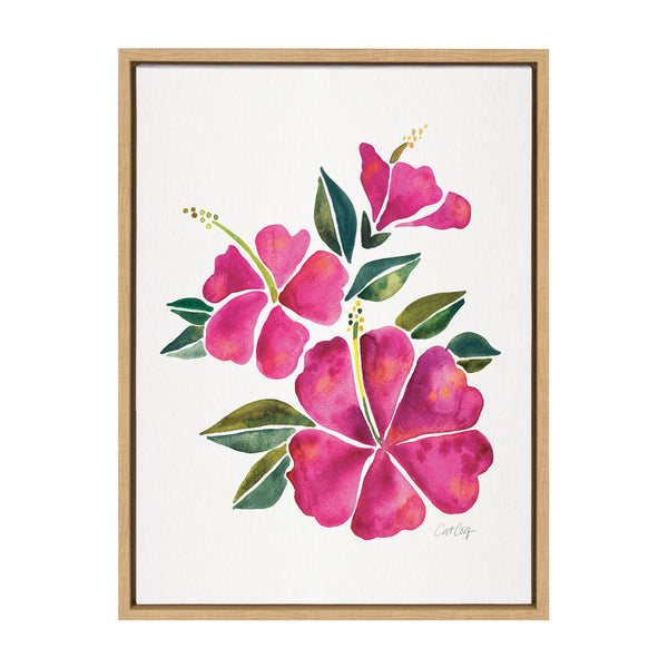kate & laurel Sylvie Hibiscus Bloom Fuchsia Framed Canvas by Cat Coquillette