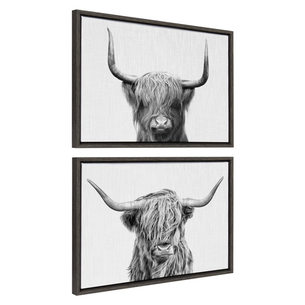 Kate & Laurel Sylvie Highland And Highland Cow 2 Framed Canvas By Simon Te Of Tai Prints