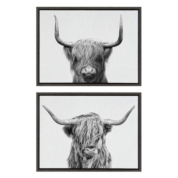 Kate & Laurel Sylvie Highland And Highland Cow 2 Framed Canvas By Simon Te Of Tai Prints