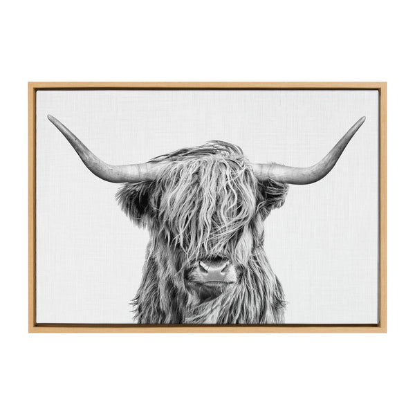 Kate & Laurel Sylvie Highland Cow 2 Framed Canvas By Simon Te Of Tai Prints