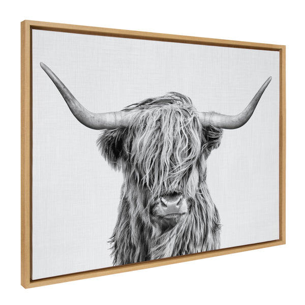 kate & laurel Sylvie Highland Cow 2 Framed Canvas by Simon Te of Tai Prints