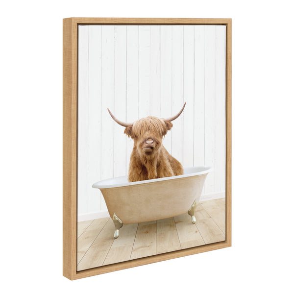 kate & laurel Sylvie Highland Cow Farmhouse Bath Framed Canvas by Amy Peterson Art Studio