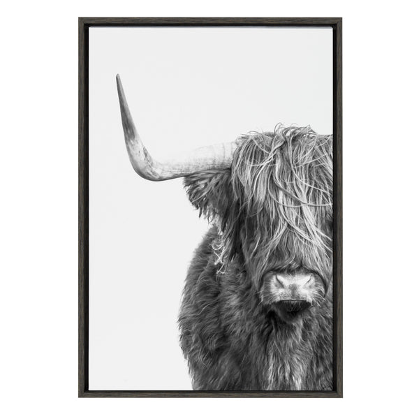 Kate & Laurel Sylvie Highland Cow Framed Canvas By Amy Peterson Art Studio