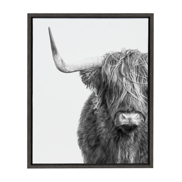 kate & laurel Sylvie Highland Cow Framed Canvas by Amy Peterson Art Studio