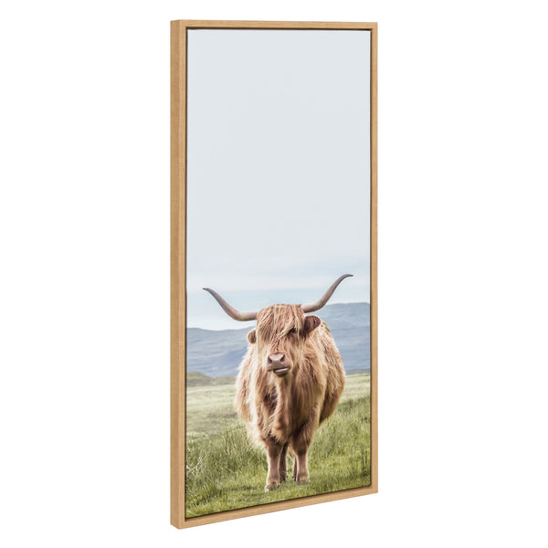 Kate & Laurel Sylvie Highland Cow Mountain Landscape Framed Canvas By The Creative Bunch Studio