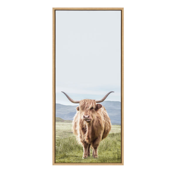 Kate & Laurel Sylvie Highland Cow Mountain Landscape Framed Canvas By The Creative Bunch Studio