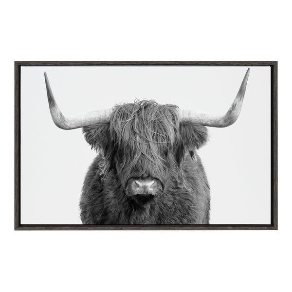 Kate & Laurel Sylvie Highland Cow Portrait Framed Canvas By Amy Peterson Art Studio