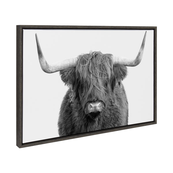 Kate & Laurel Sylvie Highland Cow Portrait Framed Canvas By Amy Peterson Art Studio