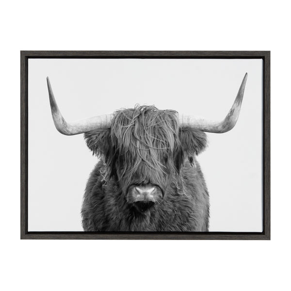 kate & laurel Sylvie Highland Cow Portrait Framed Canvas by Amy Peterson Art Studio