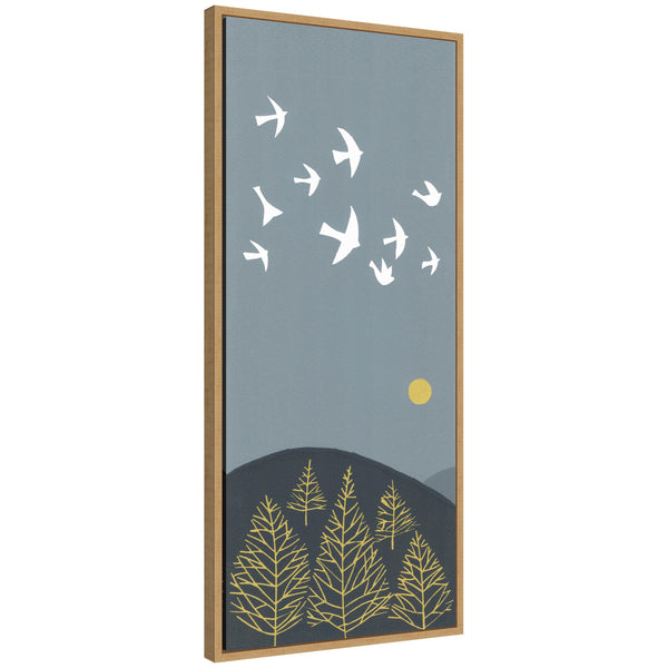 Kate & Laurel Sylvie Hilltop Flight Linocut Bird Framed Canvas By Giuliana Lazzerini