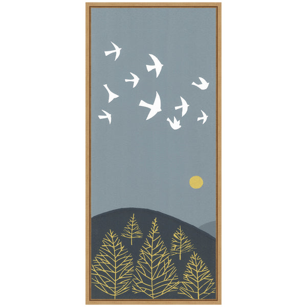 Kate & Laurel Sylvie Hilltop Flight Linocut Bird Framed Canvas By Giuliana Lazzerini