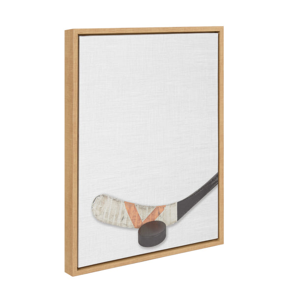 Kate & Laurel Sylvie Hockey Stick And Puck Framed Canvas Natural 18x24