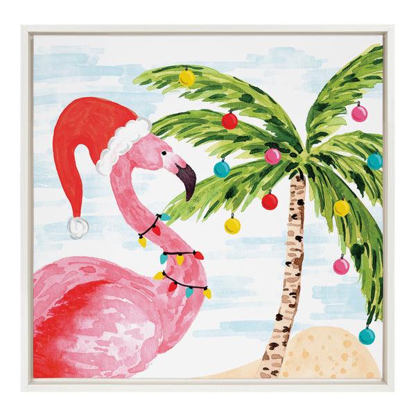Kate & Laurel Sylvie Holiday Flamingo Framed Canvas By Sara Berrenson