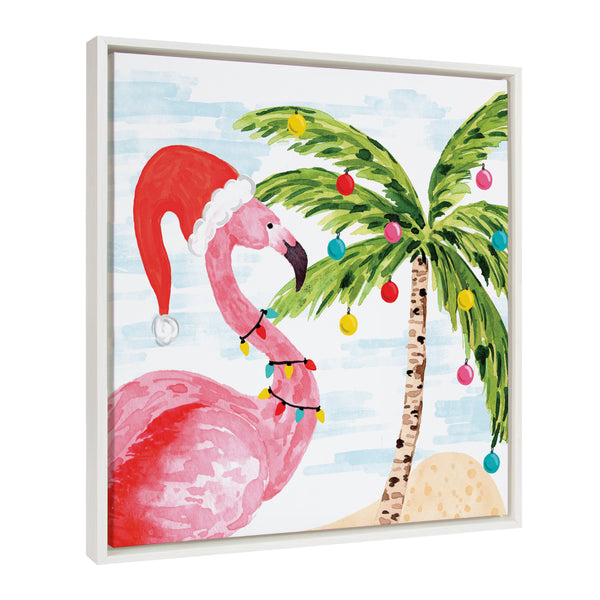 kate & laurel Sylvie Holiday Flamingo Framed Canvas by Sara Berrenson