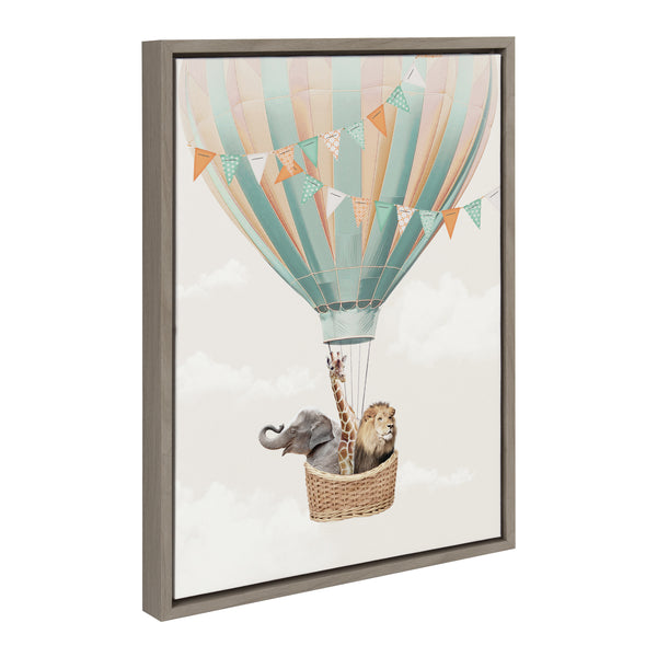 Kate & Laurel Sylvie Hot Air Balloon Travel Framed Canvas By July Art Prints