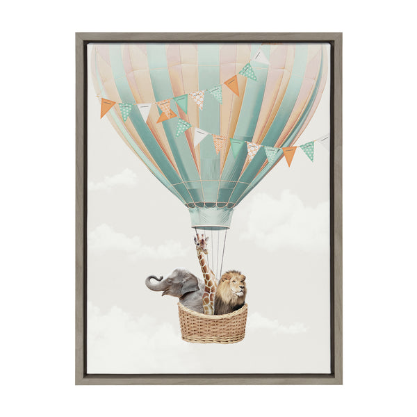 Kate & Laurel Sylvie Hot Air Balloon Travel Framed Canvas By July Art Prints