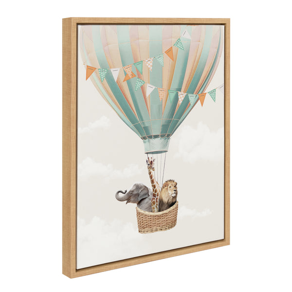 kate & laurel Sylvie Hot Air Balloon Travel Framed Canvas by July Art Prints