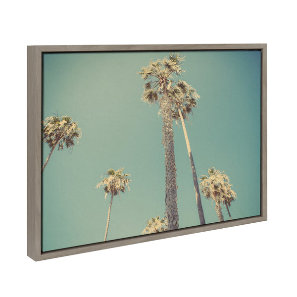 Kate & Laurel Sylvie House On Beach Palm Trees In Lajolla Palm Tree Sunburst And Surfers Framed Canvas Art Set By Saint And Sailor Studios