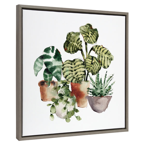 Kate & Laurel Sylvie Houseplants Framed Canvas By Sara Berrenson