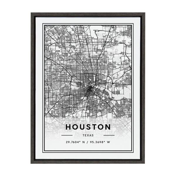 kate & laurel Sylvie Houston Modern Map Framed Canvas by Jake Goossen