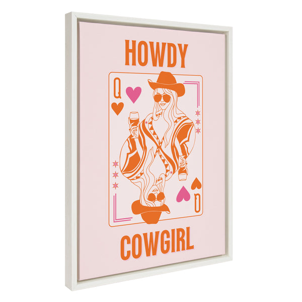 Kate & Laurel Sylvie Howdy Cowgirl Pink Orange Framed Canvas By Honey Island Studio