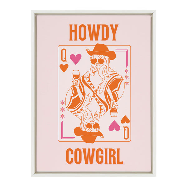 Kate & Laurel Sylvie Howdy Cowgirl Pink Orange Framed Canvas By Honey Island Studio