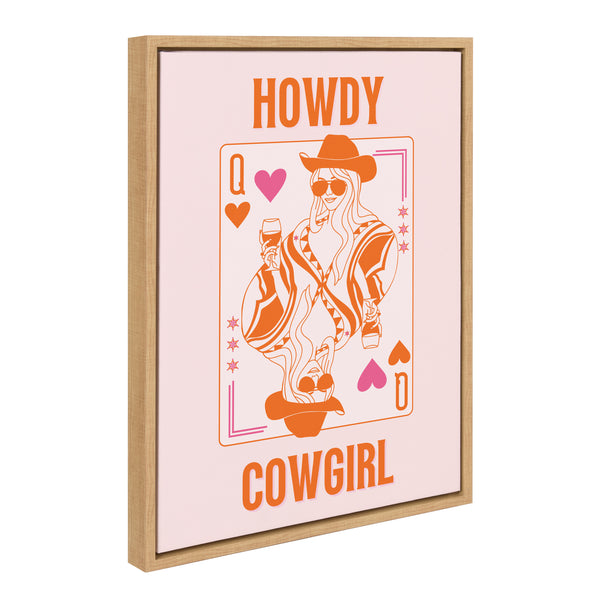 kate & laurel Sylvie Howdy Cowgirl Pink Orange Framed Canvas by Honey Island Studio