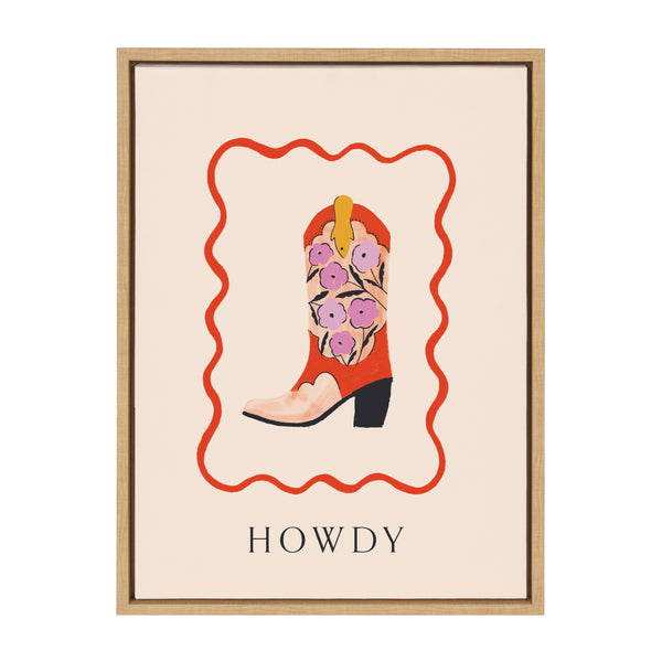 Kate & Laurel Sylvie Howdy Framed Canvas By Duchess Plum