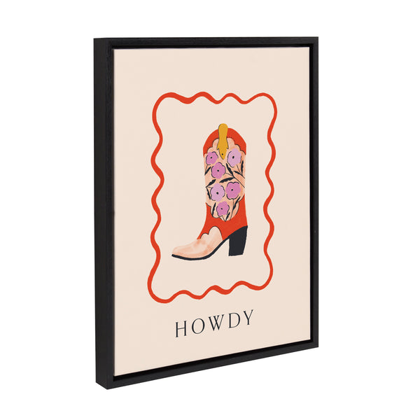 kate & laurel Sylvie Howdy Framed Canvas by Duchess Plum