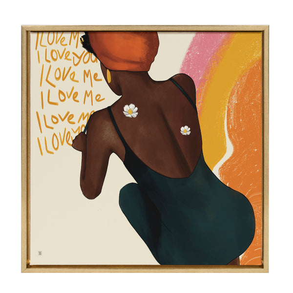 kate & laurel Sylvie I Love Me I Love You Framed Canvas by Mary Joak